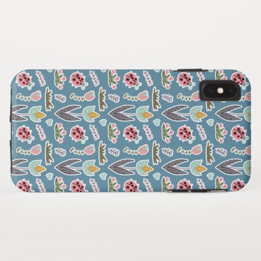 Frühlingsblumen und Ladybug Muster Case-Mate iPhone Hülle (Rückseite (Horizontal))
