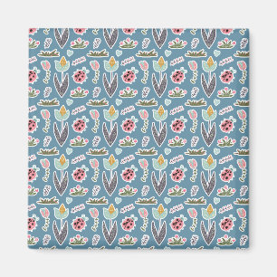 Frühlingsblumen und Ladybug Muster Magnet