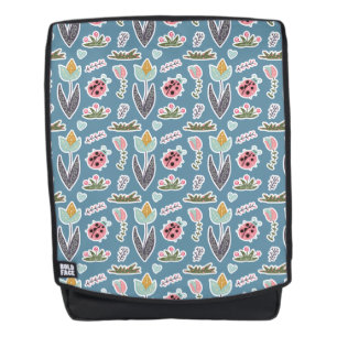 Frühlingsblumen und Ladybug Muster Rucksack