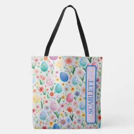 Frühlingsblumen und Ostereier Personalisiert Tasche