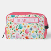 Frühlingsblumen und Ostereier Personalisiert Waschbeutel (Rückseite)