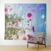 Frühlingsblumen und Schmetterling Wandteppich (Beispiel (Horizontal))