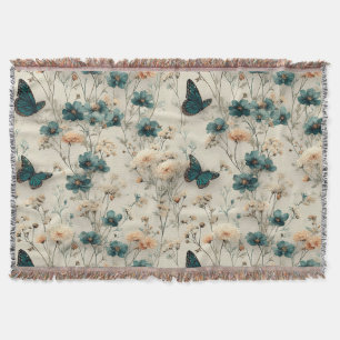 Frühlingsblumen und Schmetterlinge im Vintage-Stil Decke
