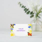 Frühlingsblumen und Schmetterlinge Visitenkarte (Stehend Vorderseite)