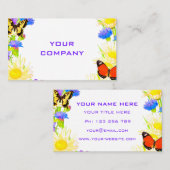 Frühlingsblumen und Schmetterlinge Visitenkarte (Vorne/Hinten)