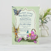 Frühlingsblumen und Schmetterlingsfrüchte Einladung (Stehend Vorderseite)