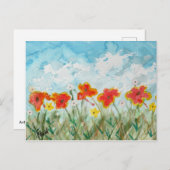 Frühlingsblumen und Wolken Postkarte (Vorne/Hinten)