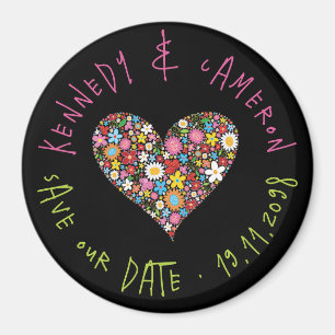 Frühlingsblumen Valentine Herzfrequenz Liebe Save  Magnet