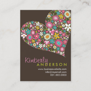 Frühlingsblumen Valentine Liebe Herzstück Visitenk Visitenkarte