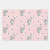 Frühlingsblumen-Verpackungspapierbögen in Pastell Geschenkpapier Set (Vorderseite 3)