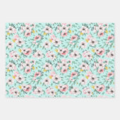 Frühlingsblumen-Verpackungspapierbögen in Pastell Geschenkpapier Set (Vorderseite 2)