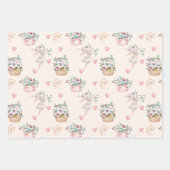 Frühlingsblumen-Verpackungspapierbögen in Pastell Geschenkpapier Set (Vorderseite)
