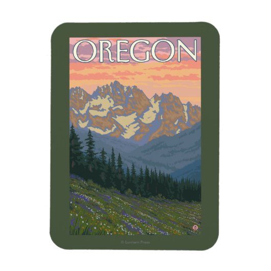 Frühlingsblumen - Vintage Travel Poster Magnet (Vertikal)