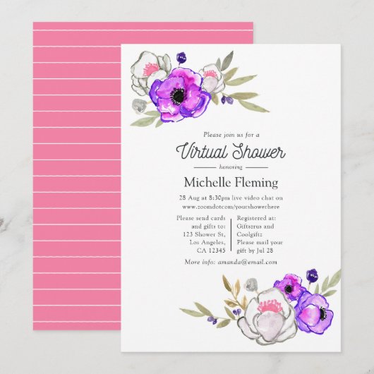 Frühlingsblumen Virtuelle Shower Einladung (Vorne/Hinten)