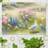 Frühlingsblumen von Lighthouse Coastal Hütte Geschirrtuch (Gefaltet)