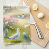 Frühlingsblumen von Lighthouse Coastal Hütte Geschirrtuch (Viertel Falte)