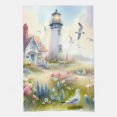 Frühlingsblumen von Lighthouse Coastal Hütte Geschirrtuch (Vertikal)