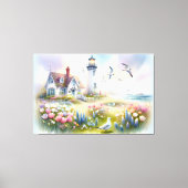 Frühlingsblumen von Lighthouse Coastal Hütte Leinwanddruck (Vorderseite)
