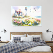 Frühlingsblumen von Lighthouse Coastal Hütte Leinwanddruck (Insitu (Schlafzimmer))