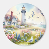 Frühlingsblumen von Lighthouse Coastal Hütte Magnet (Vorne)