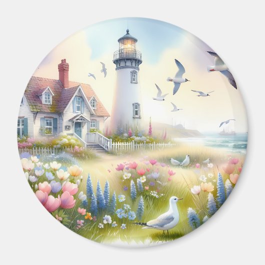 Frühlingsblumen von Lighthouse Coastal Hütte Magnet (Vorne)