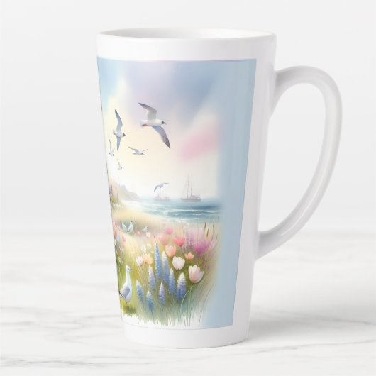 Frühlingsblumen von Lighthouse Coastal Hütte Milchtasse (Rechts)