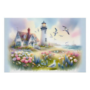 Frühlingsblumen von Lighthouse Coastal Hütte Poster