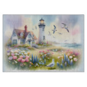Frühlingsblumen von Lighthouse Coastal Hütte Schneidebrett (Vorderseite)