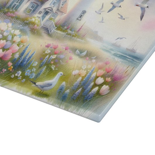 Frühlingsblumen von Lighthouse Coastal Hütte Schneidebrett (Ecke)