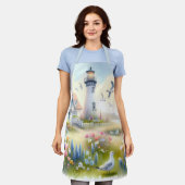 Frühlingsblumen von Lighthouse Coastal Hütte Schürze (Getragen)