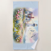 Frühlingsblumen von Lighthouse Coastal Hütte Strandtuch (Vorderseite)