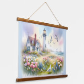 Frühlingsblumen von Lighthouse Coastal Hütte Wandteppich Mit Holzrahmen (Gewinkelt)