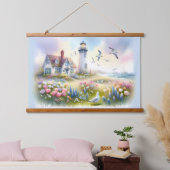 Frühlingsblumen von Lighthouse Coastal Hütte Wandteppich Mit Holzrahmen (Schlafzimmer)