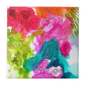 Frühlingsblumen Wasserfarbe abstrakte Kunst Fliese (Vorderseite)