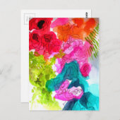 Frühlingsblumen Wasserfarbe abstrakte Kunst Postkarte (Vorne/Hinten)