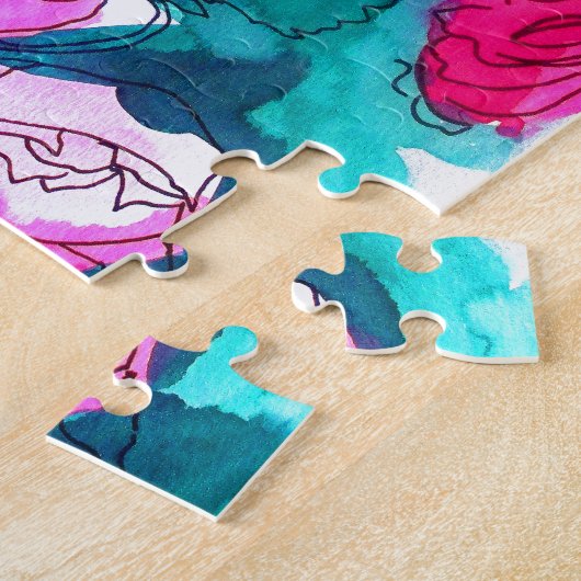 Frühlingsblumen Wasserfarbe abstrakte Kunst Puzzle (Seite)