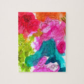 Frühlingsblumen Wasserfarbe abstrakte Kunst Puzzle (Vertikal)