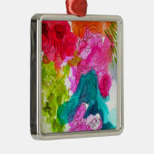 Frühlingsblumen Wasserfarbe abstrakte Kunst Silbernes Ornament (Rechts)