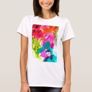 Frühlingsblumen Wasserfarbe abstrakte Kunst T-Shirt