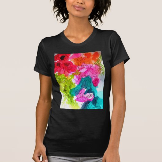Frühlingsblumen Wasserfarbe abstrakte Kunst T-Shirt (Vorderseite)