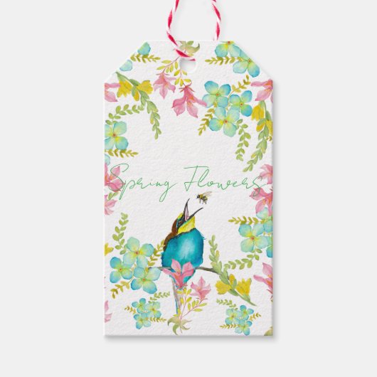 Frühlingsblumen Wasserfarbe Geschenkanhänger (Vorderseite)