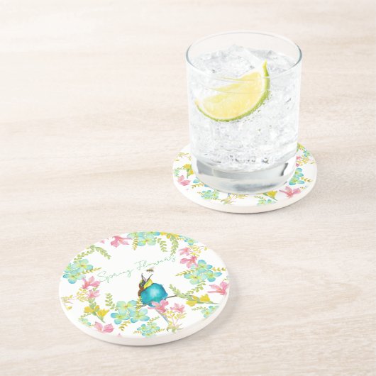 Frühlingsblumen Wasserfarbe Getränkeuntersetzer (Seite)