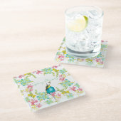 Frühlingsblumen Wasserfarbe Glasuntersetzer (Schrägansicht)