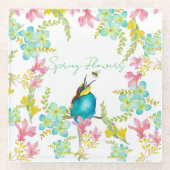 Frühlingsblumen Wasserfarbe Glasuntersetzer (Vorderseite)