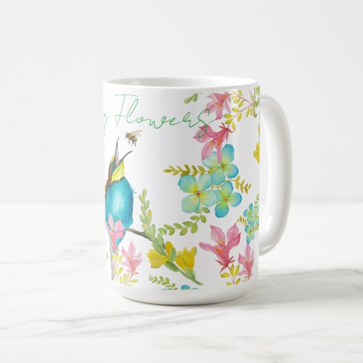 Frühlingsblumen Wasserfarbe Kaffeetasse (VorderseiteRechts)