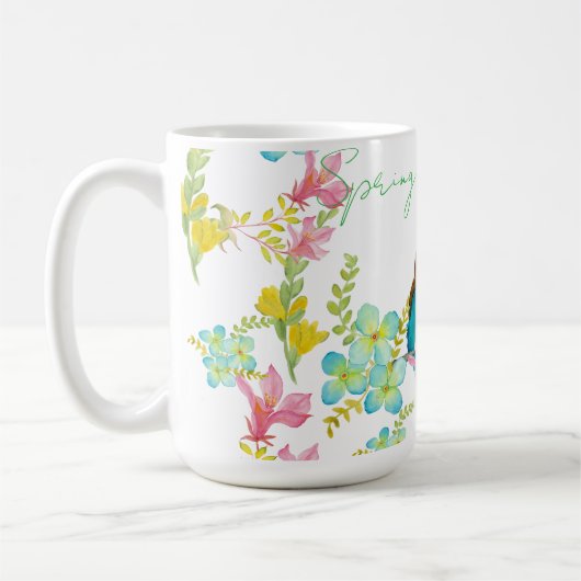 Frühlingsblumen Wasserfarbe Kaffeetasse (Links)