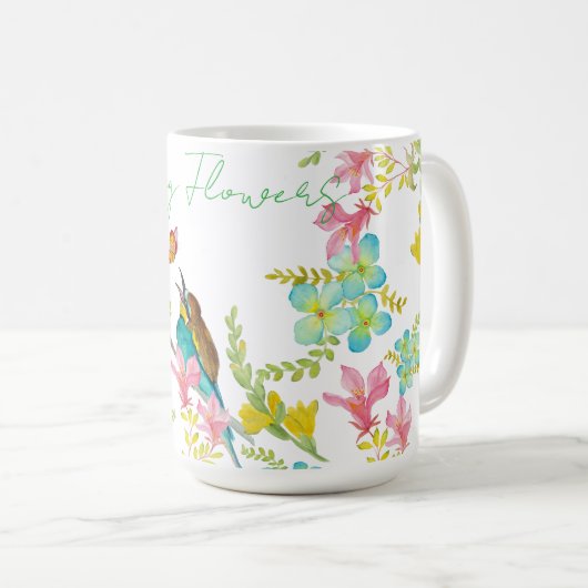 Frühlingsblumen Wasserfarbe Kaffeetasse (VorderseiteRechts)
