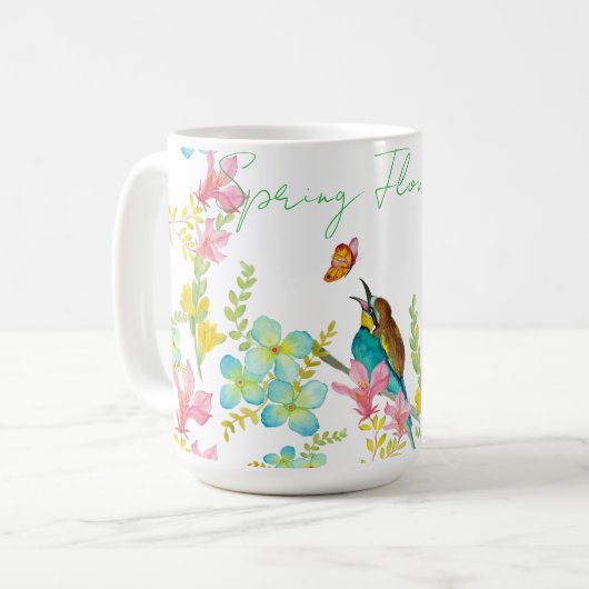 Frühlingsblumen Wasserfarbe Kaffeetasse (Vorderseite Links)