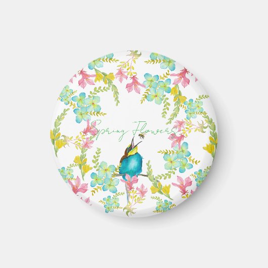 Frühlingsblumen Wasserfarbe Magnet (Vorne)