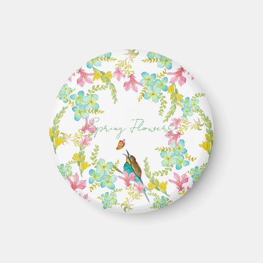 Frühlingsblumen Wasserfarbe Magnet (Vorne)